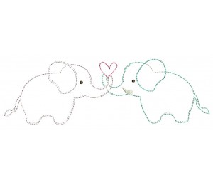 Stickdatei - Elefanten Liebe Doodle